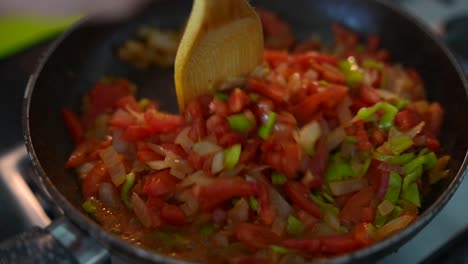 cooking vegetables in a pan