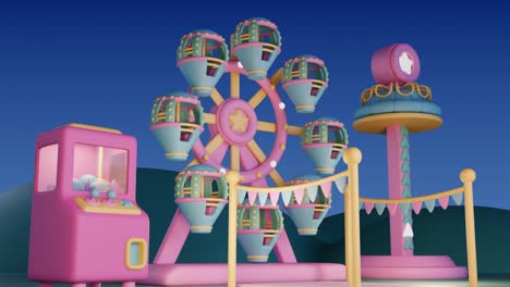 cute pink pastel amusement park scene