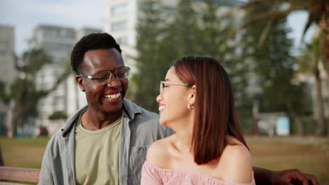 a happy couple enjoying time together in the park
