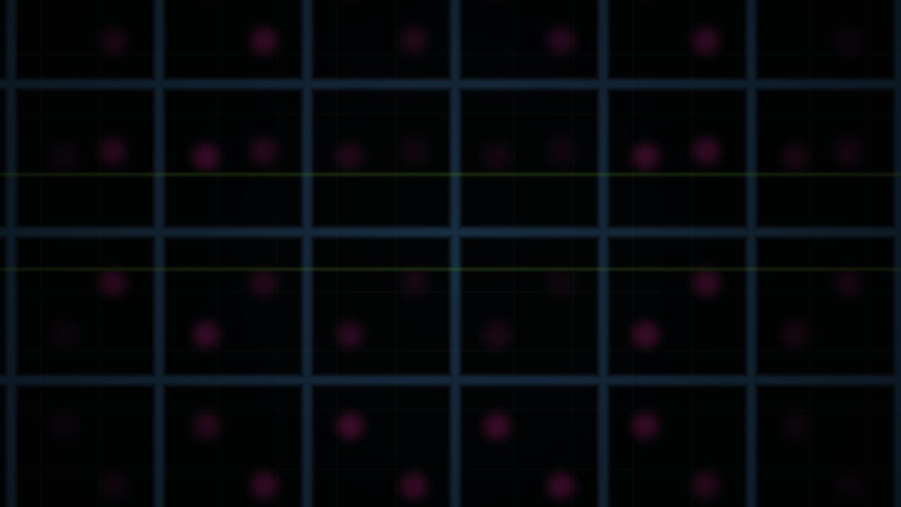 Futuristic Digital Grid with Scanning Green Line and Pink Dots