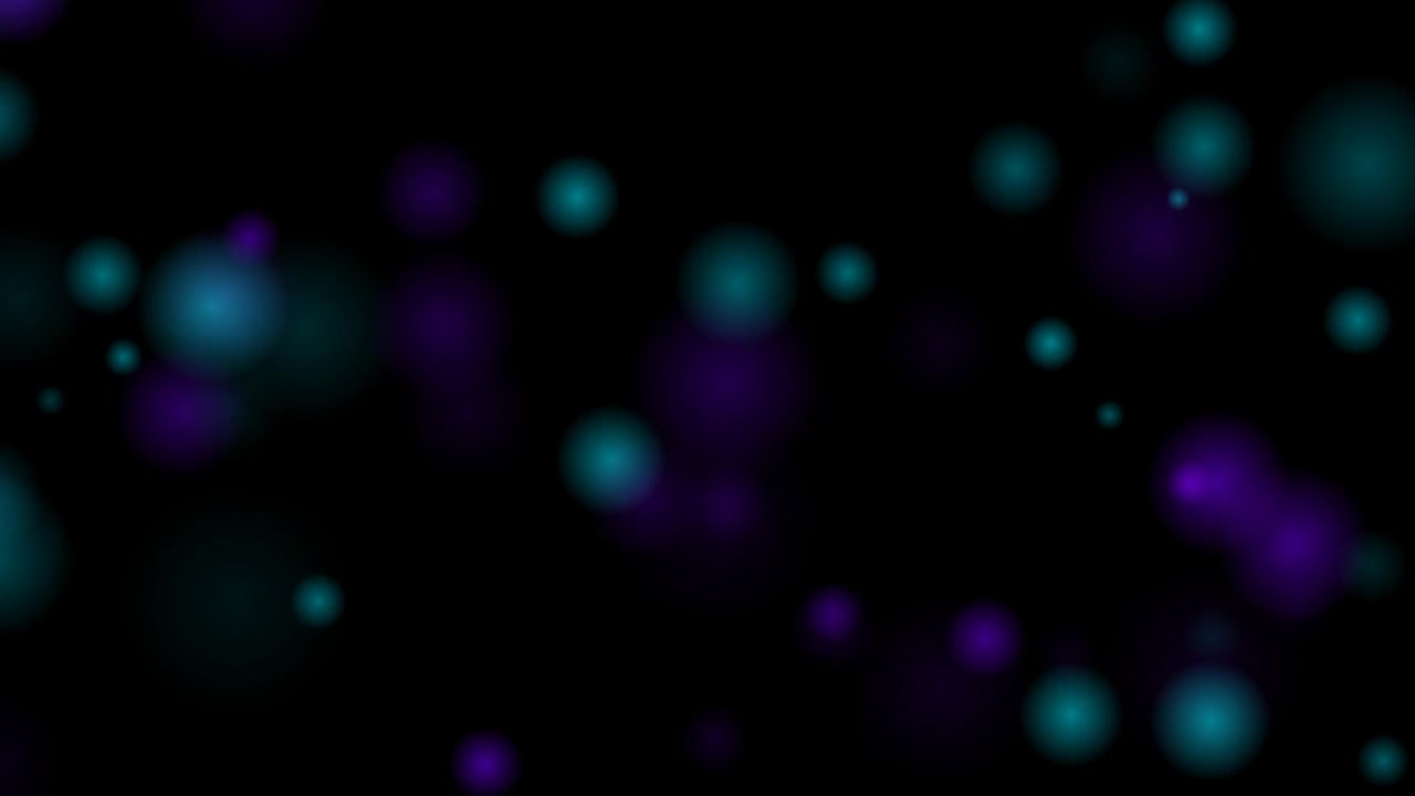 Abstract Motion Background with Floating Teal and Purple Bokeh Lights