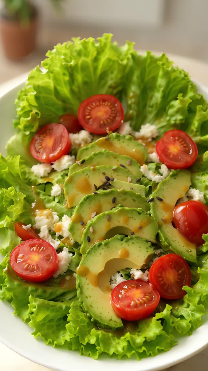 Frisk sund salat på sløret baggrund 4K