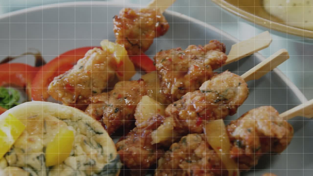 Animering av databearbetning och glob över mat på tallrik