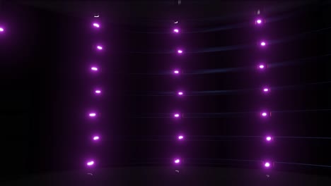 purple neon lights in a curvy room
