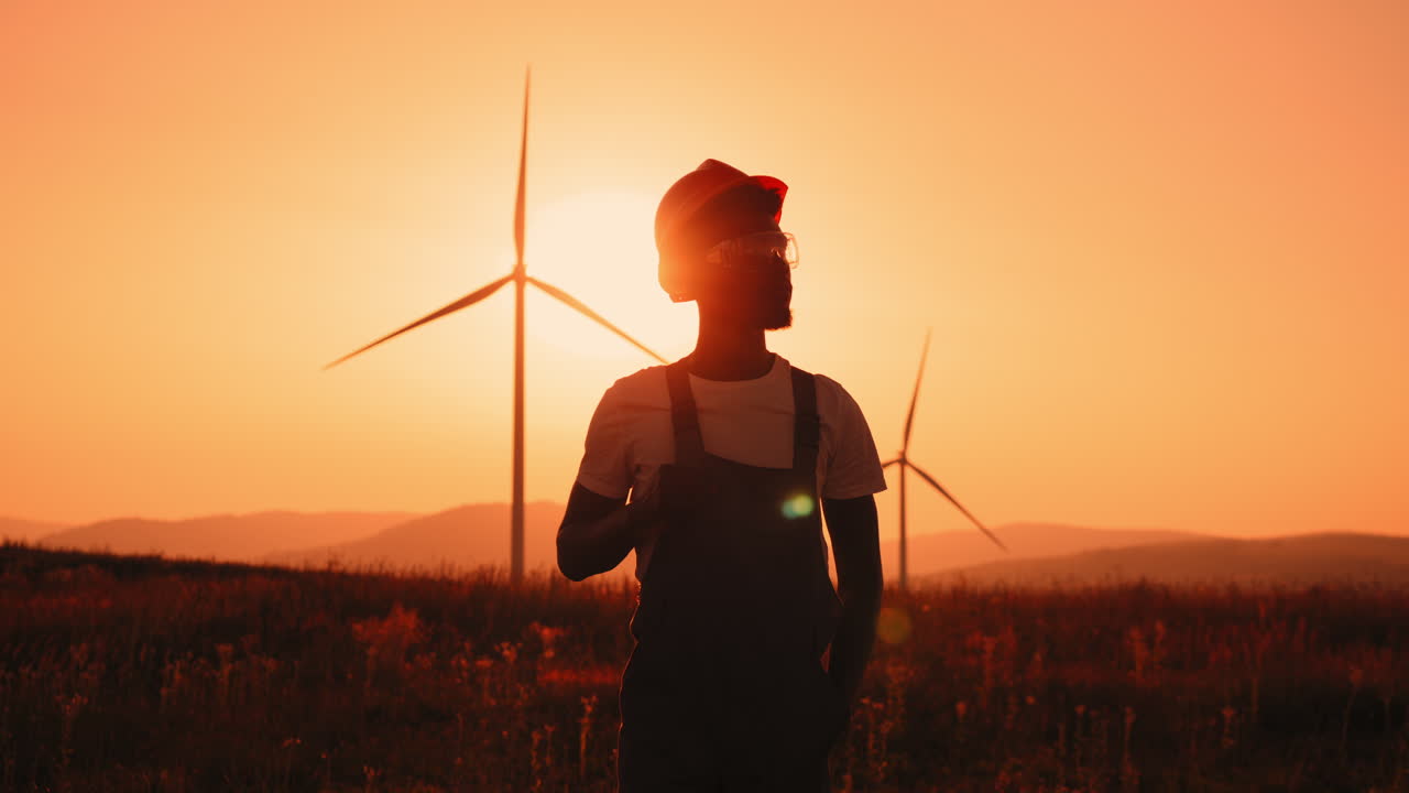 Wind Turbine Engineer at Sunset