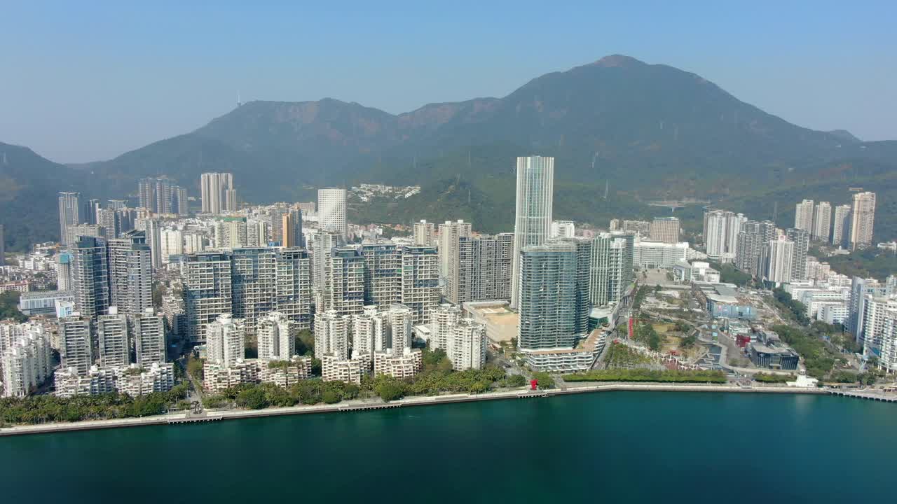 vista aérea sobre la costa de shenzhen en un hermoso día claro