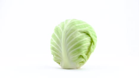 백색 배경에 고립 된 회전 테이블에서 회전하는 전체 미니 고기. 근접.