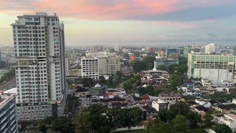 medan capital city indonesia north sumatra province city skyline buildings sunrise