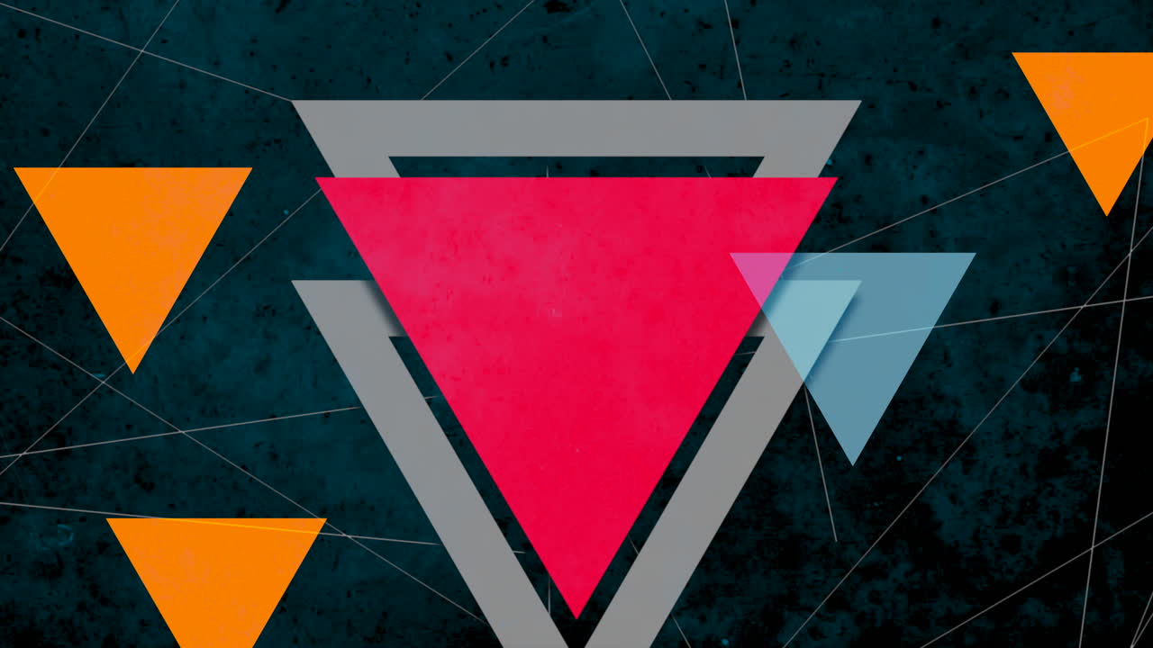 animación resumen neón rojo y amarillo triángulos