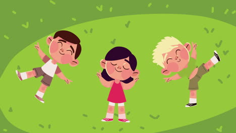 tres personajes de grupo de niños pequeños