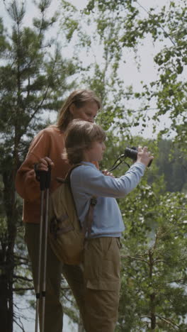 people hiking in a forest