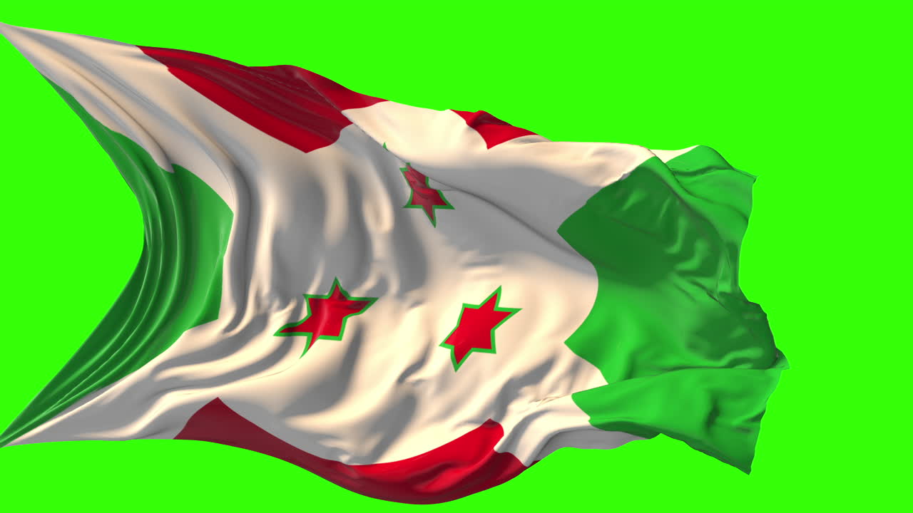 Burundi Flag Waving on Green Screen
