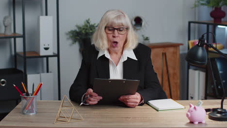 senior business woman director having interview job discussion, video conference call at home office