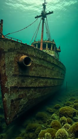 rusty underwater shipwreck