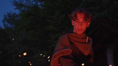 Medieval Craftsman by Campfire