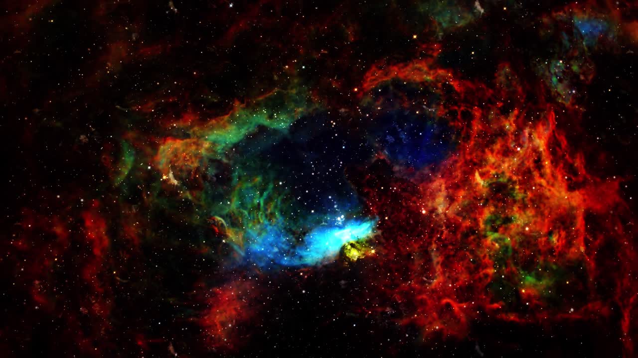 viaje espacial de bucle abstracto a ngc 6357 la nebulosa de la langosta. bucle sin costuras 4k 3d. ciencia, ciencia ficción exploración espacial a ngc6357 la nebulosa de la langosta nebulosa difusa cerca de ngc6334. proporcionado por las imágenes de la nasa