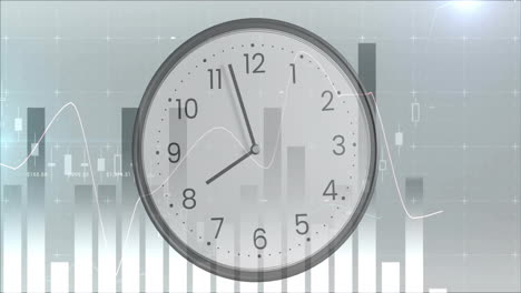 animación del procesamiento de datos financieros sobre el reloj.