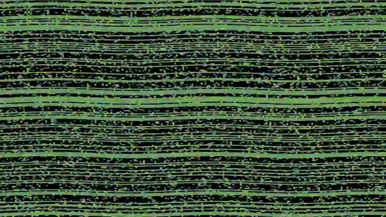 Abstract Digital Glitch Effect with Green Horizontal Lines
