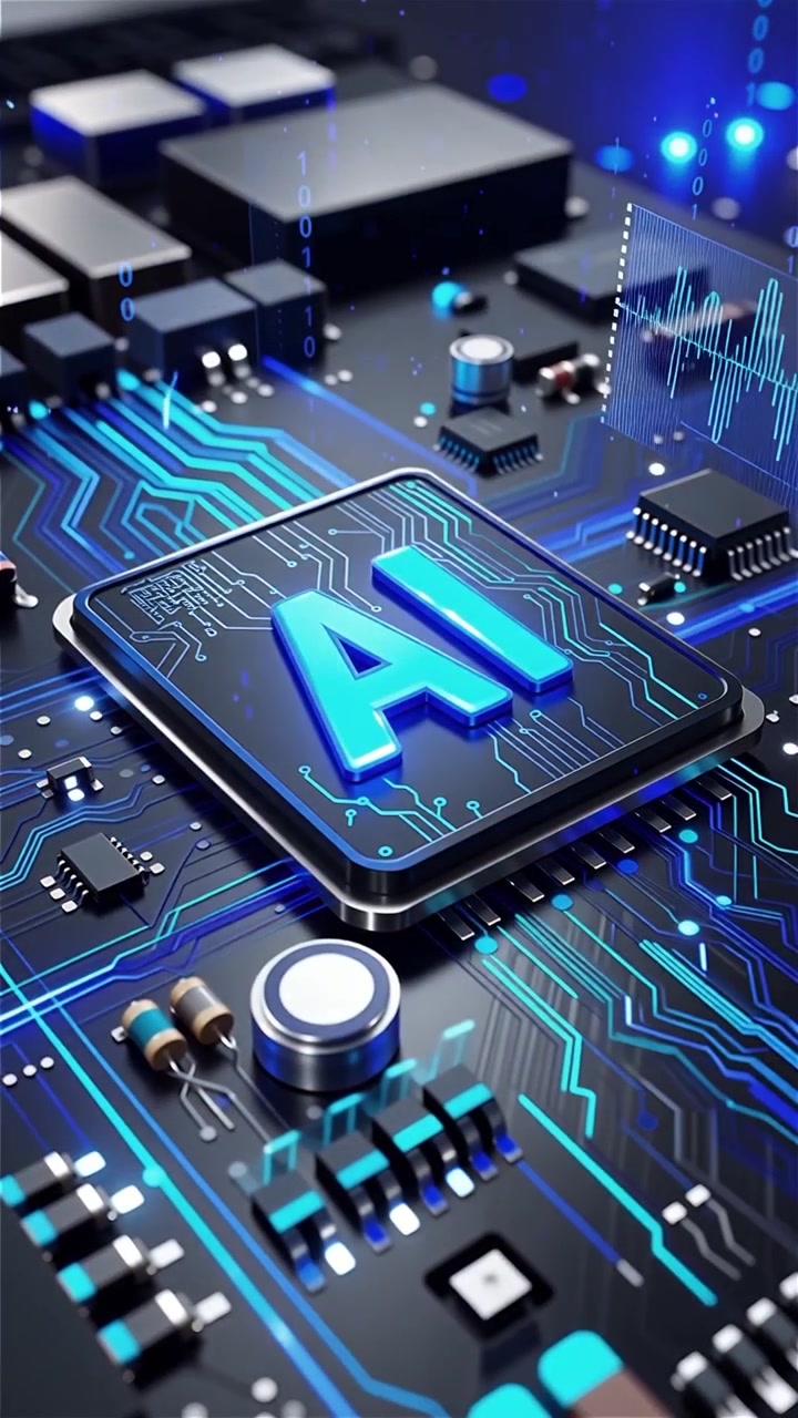 Futuristic AI Chip Motherboard Technology Background