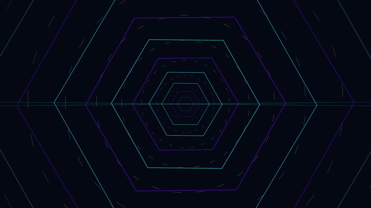 Abstract Geometric Hexagon Tunnel Animation with Pulsing Lines