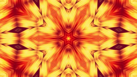 4k bucle sin costuras fondo abstracto como mandala adornado con ornamento de patrón en forma de flor rojo-amarillo o estrella hecha de gradientes fluidos. animación suave