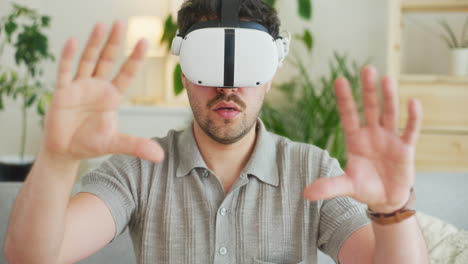 portrait of man delighted with vr glasses