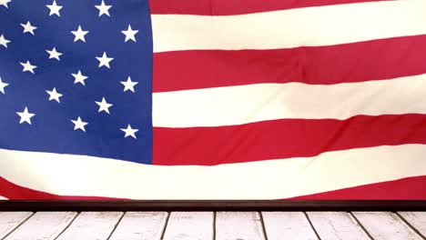 American-flag-with-wooden-tribune