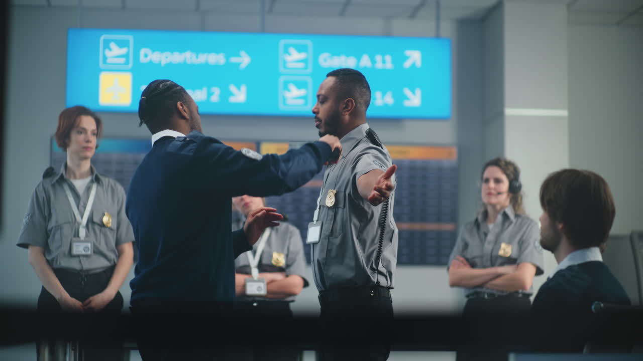personal de seguridad del aeropuerto en una reunión