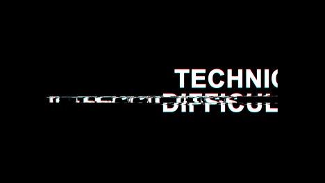 technical difficulties glitch effect text digital tv distortion 4k loop animation