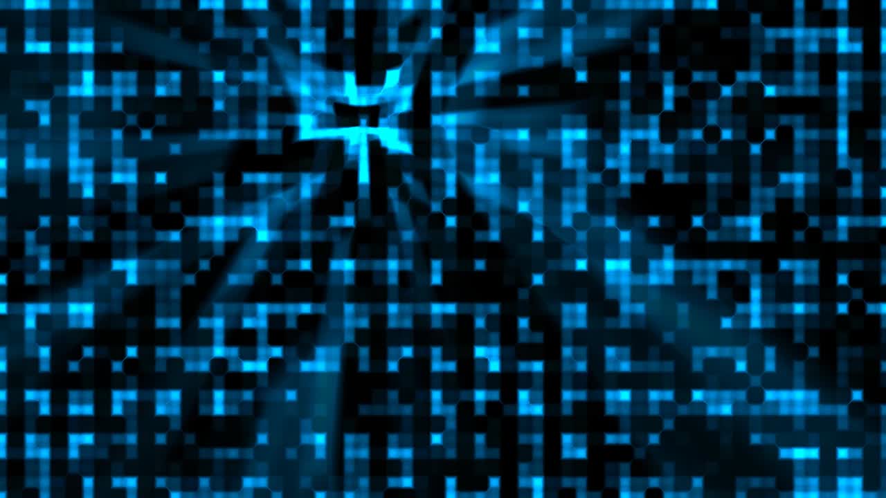 abstracto futurista pequeño cuadrado tecnología de ondas de rayos de luz visualización tono azul fondo de superficie digital