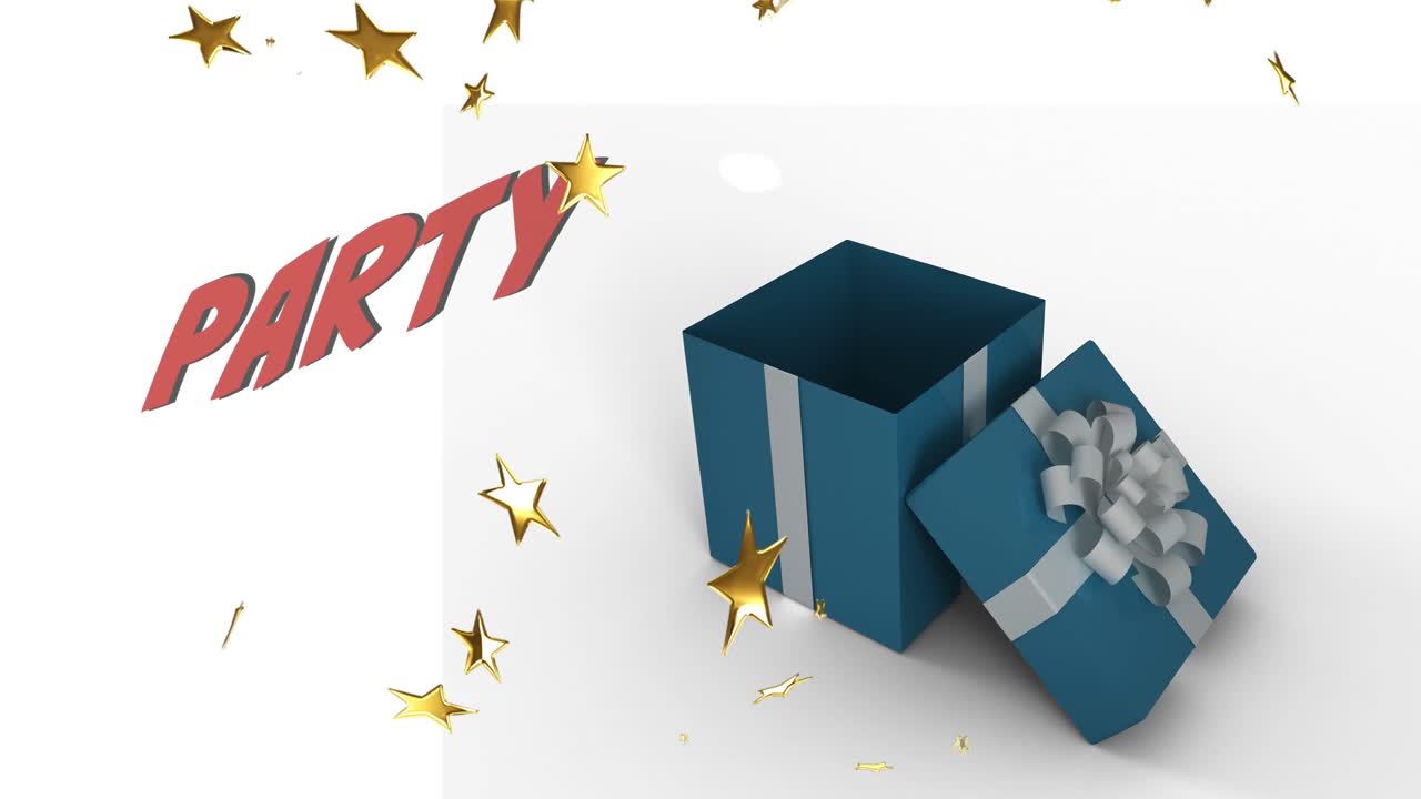 animación del texto de la fiesta sobre el presente.