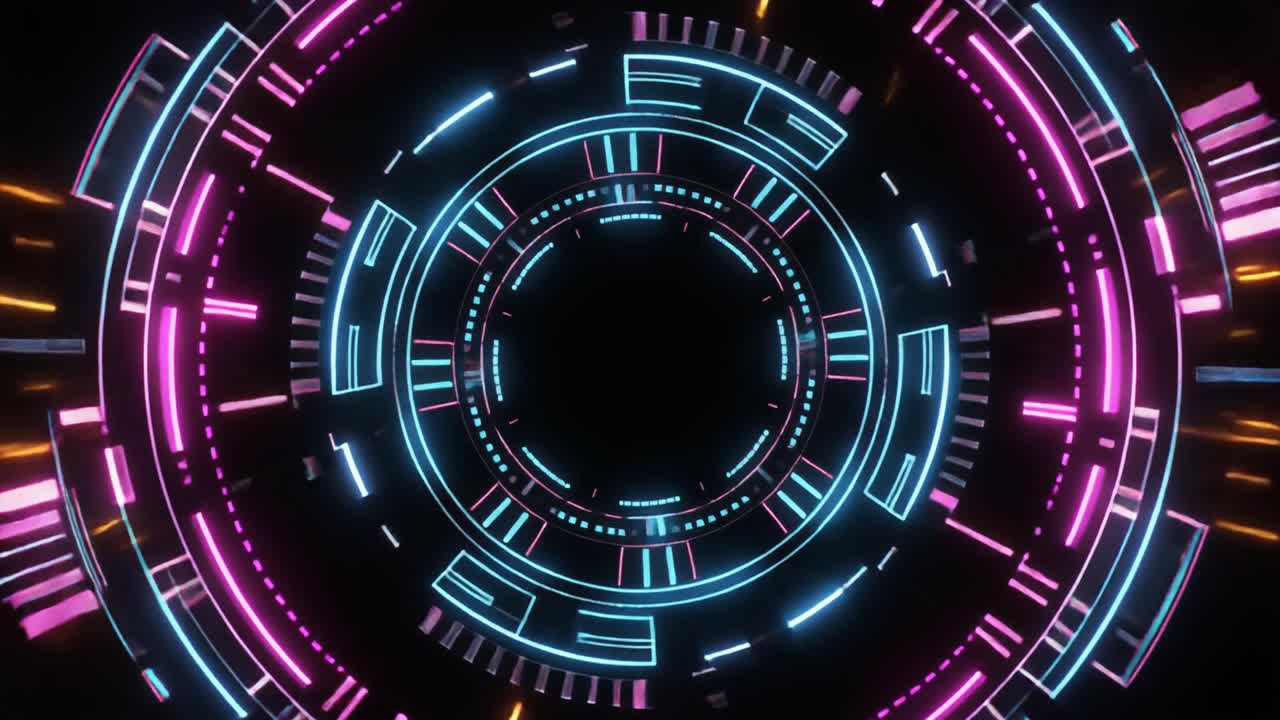 Dynamic Futuristic HUD Display with Glowing Digital Elements