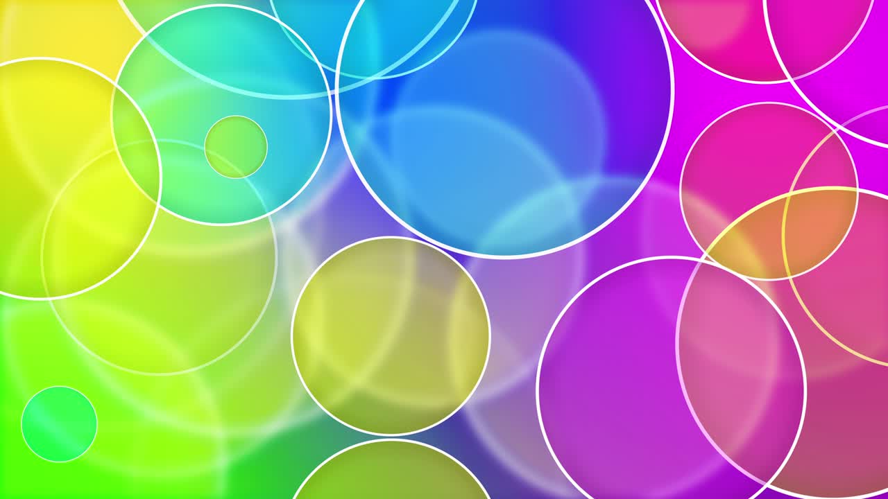 원의 애니메이션: 추상적인 배경, 아름다운 다채로운 원