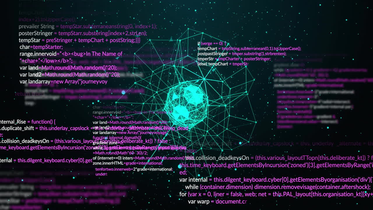 Animation of data processing and globe over stars