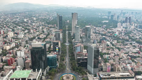 Aerial-hyperlapse-of-busy-car-traffic-in-modern-urban-metropolis-city-center-of-Mexico-City