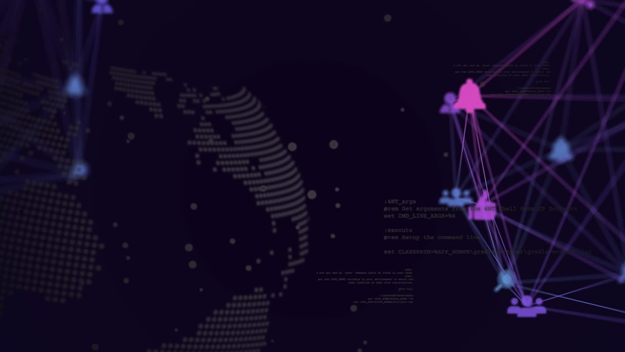 Animation of data processing over media icons