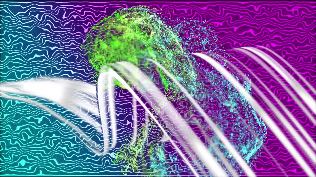 animación de formas que se mueven sobre puntos de colores