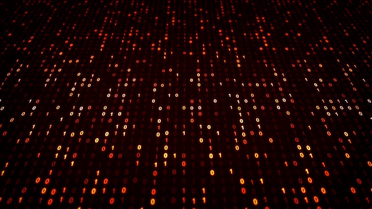 Abstract Background with Red Binary Digits Code Animation