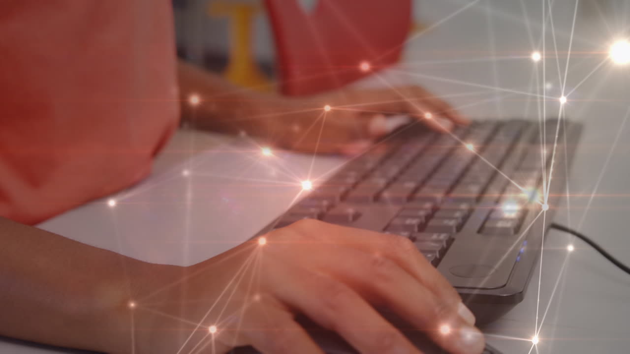 animación de la red de conexiones a través de las manos utilizando computadora