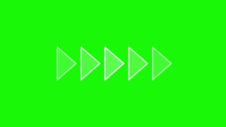 Translucent white arrow shapes animate horizontally, multiplying smoothly over a vivid green backdrop