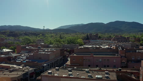 Rising-aerial-over-Santa-Fe-New-Mexico-Downtown