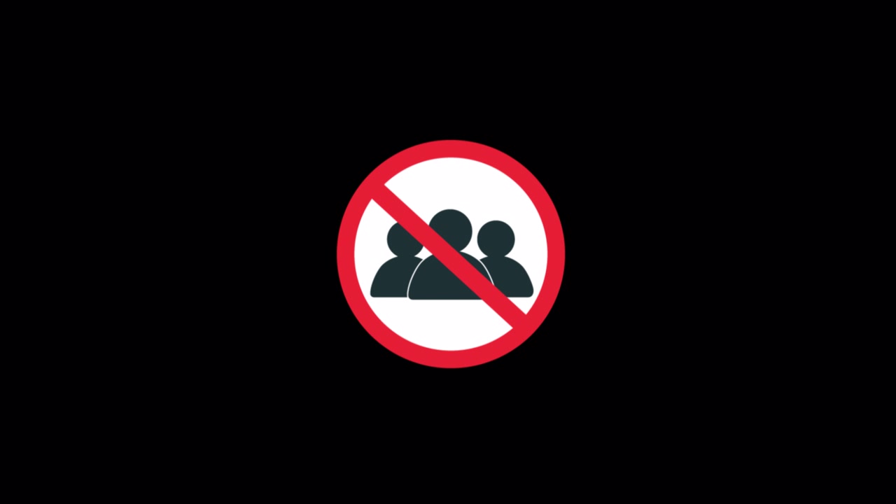 No People Allowed Prohibition Sign on Black Background