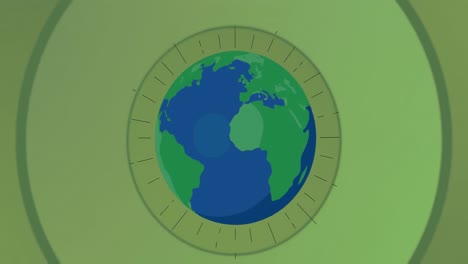 Animation-of-globe-on-green-background