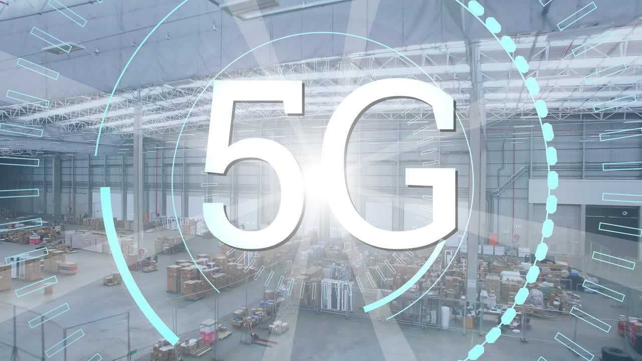 5g 텍스트 오버 라운드 스캐너 백그라운드 창고