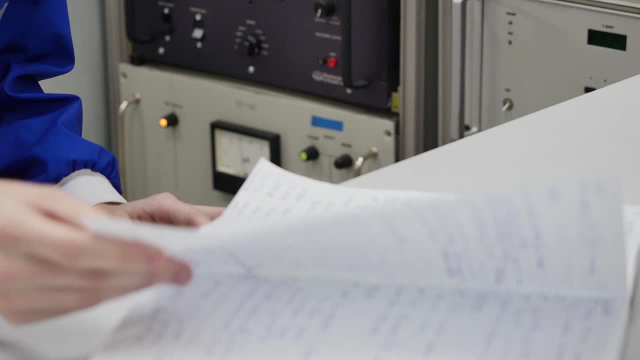 Scientist reviewing notes in a laboratory