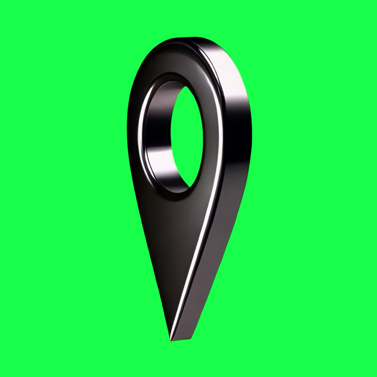 Animation d’épingle de localisation Chrome, vidéo 4K transparente, écran vert