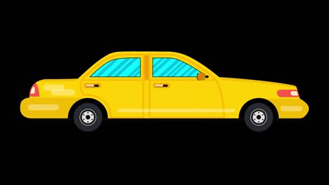 cartoon yellow car animation. looped animation with alpha channel