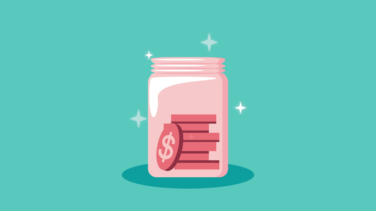 money dollars in jar animation