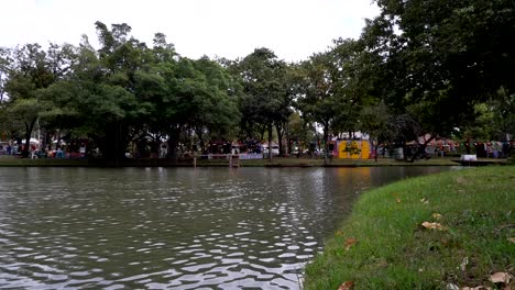 time-lapse of a tranquil park lake scene.