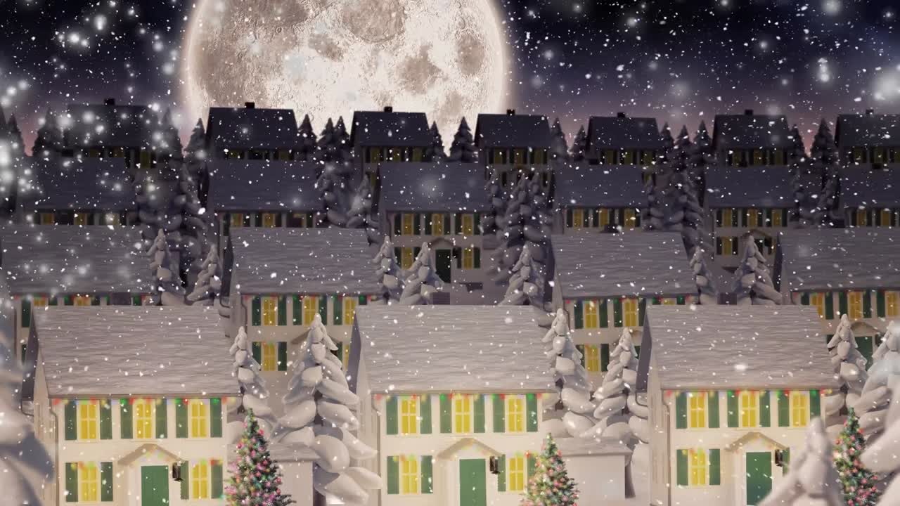 밤에 겨울 풍경 위에 눈이 있는 비디오 작곡